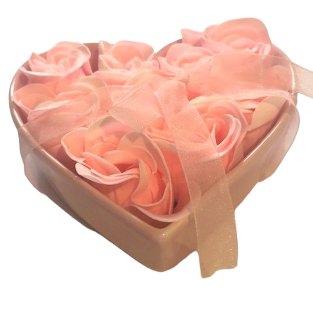 Pink Heart Dish w/Roses